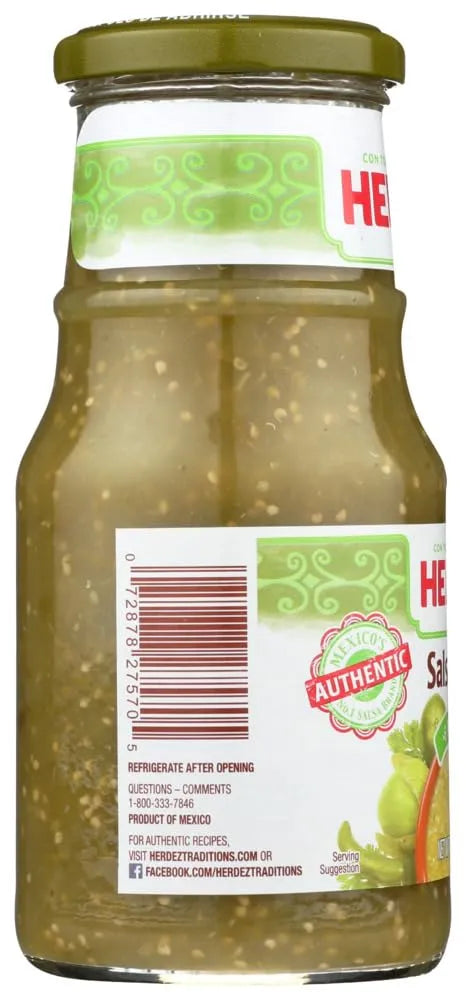 Herdez Salsa Verde Mild nutrition label