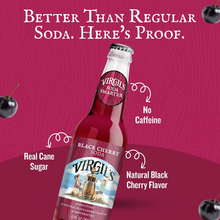 Virgil's Black Cherry Soda caffeine free cane sugar soda features
