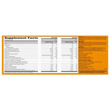 Supplement facts label for Super Grape and Jolly Cherry flavors, showing nutrition details and ingredients