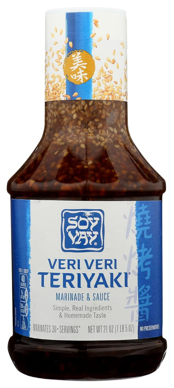 Soy Vay Veri Veri Teriyaki Marinade & Sauce, 21 oz bottle front label