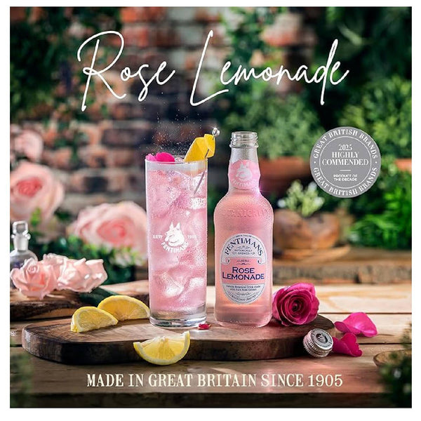 Fentimans Sparkling Rose Lemonade, Botanically Brewed Pink Lemonade with Natural Ingredients & Rose Extract, Craft Soda Mixer, 9.3 fl oz, 4 Pack