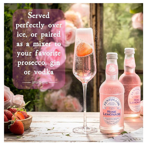 Fentimans Sparkling Rose Lemonade, Botanically Brewed Pink Lemonade with Natural Ingredients & Rose Extract, Craft Soda Mixer, 9.3 fl oz, 4 Pack