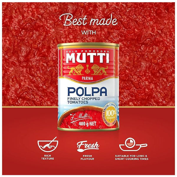 Mutti Crushed Tomatoes Polpa – Premium Italian Canned Tomatoes, Fresh Taste for Sauces and Cooking, Vegan & Gluten Free, 14 oz Cans (Pack of 12) - Real Prime Deals