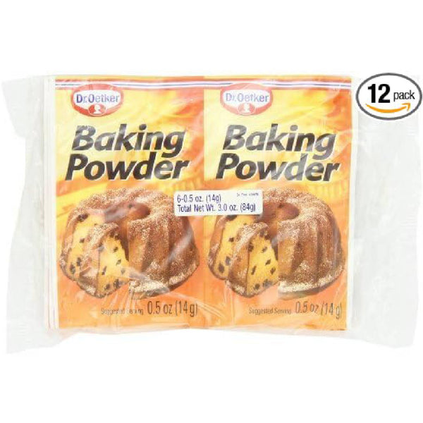 Dr. Oetker Baking Powder – Double-Acting Leavening Agent for Cakes and Pastries, Reliable Rising Formula, 0.5 oz Envelopes (Pack of 12)