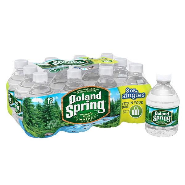 Poland Spring 100% Natural Spring Water, 8 ounces, 12 pack