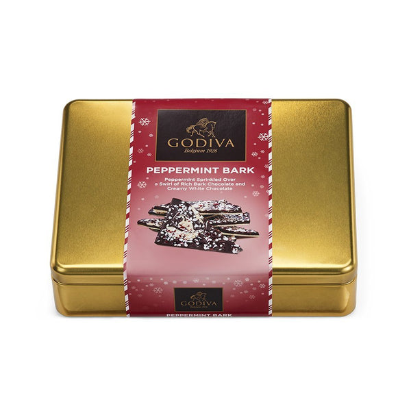 Godiva Chocolatier Peppermint Bark Gourmet Chocolate Tin