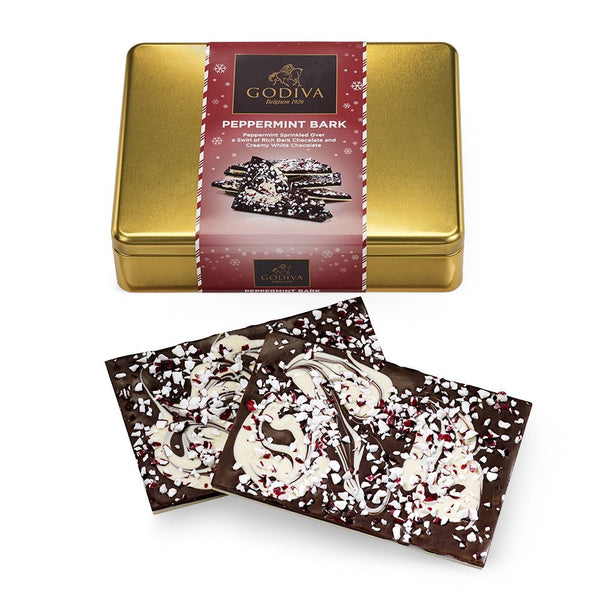 Godiva Chocolatier Peppermint Bark Gourmet Chocolate Tin