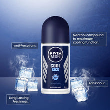 Nivea for Men Cool Kick Anti-Transpirant Deodorant ROLL-ON, 50 ML / 1.7 OZ