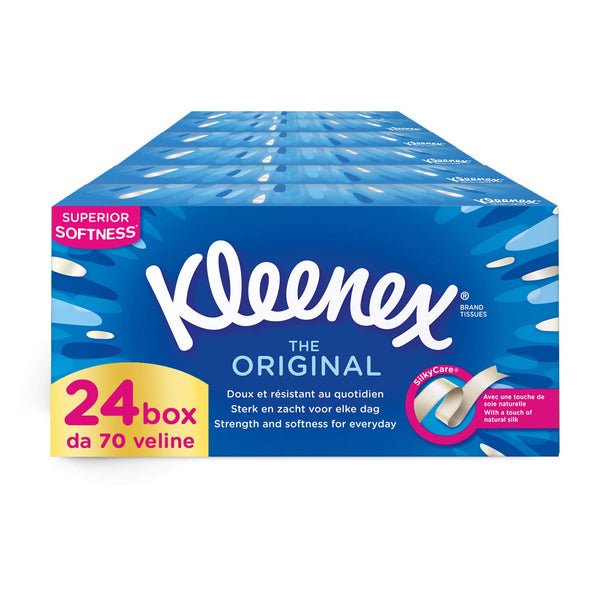 Kleenex Original Box Tissues, 24 Boxes of 70 Tissues